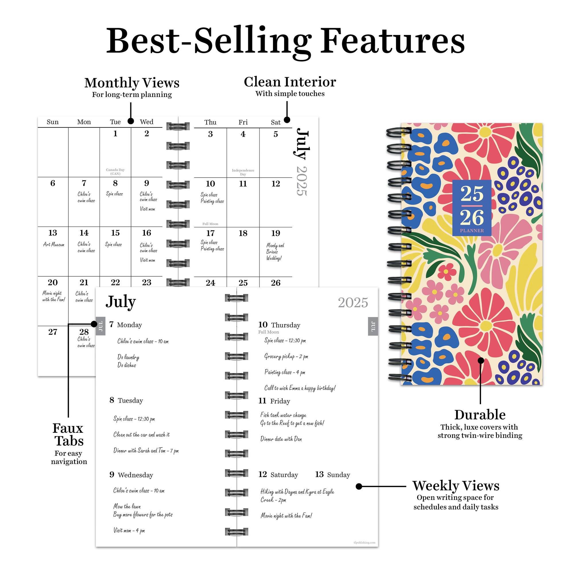 TF Publishing 2025-2026 Floral Medley Small Weekly/Monthly Planner